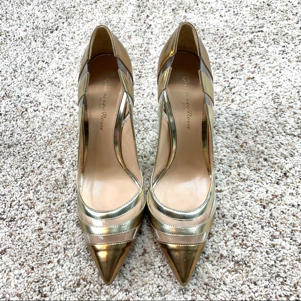 Gianvito Rossi Perspex Panel Metallic Leather Pump - Picture 5 of 13